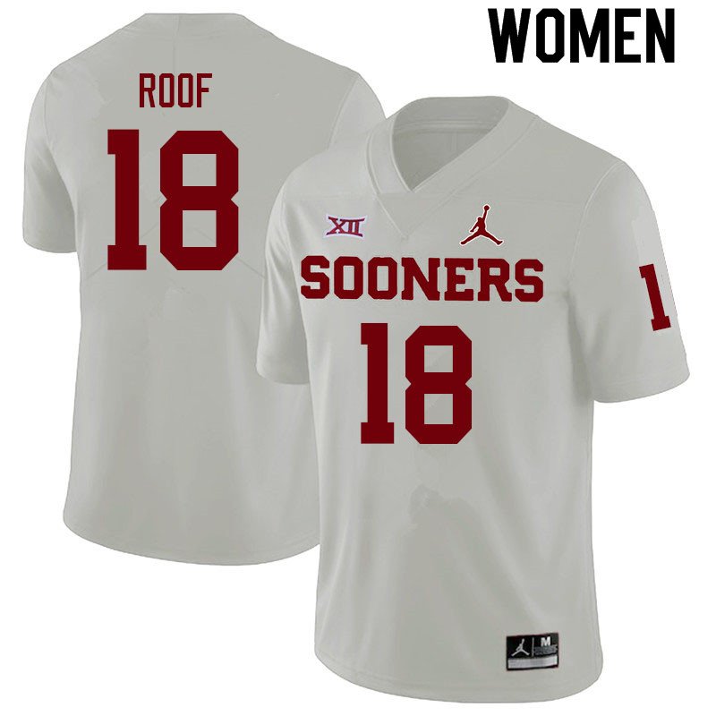 Women #18 T.D. Roof Oklahoma Sooners College Football Jerseys Sale-White